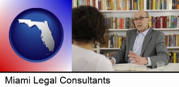 a legal consultant conversing with a client in Miami, FL