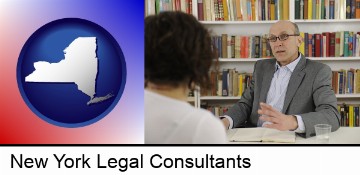 a legal consultant conversing with a client in New York, NY