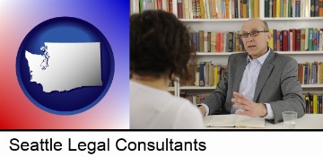 a legal consultant conversing with a client in Seattle, WA